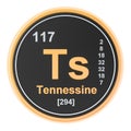 Tennessine Ts chemical element. 3D rendering