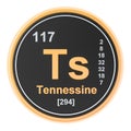 Tennessine Ts chemical element. 3D rendering Royalty Free Stock Photo