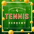 Tennis academy design over green background Royalty Free Stock Photo