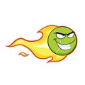 Tennis Ball Cartoon Character With A Trail Of Flames