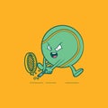 Tennis Ball Character breaking a racket vector illustration.