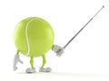 Tennis ball character holding pointer stick