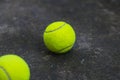 Tennis ball on the dirty ground Royalty Free Stock Photo