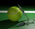 tennis ball and doping drugs in the syringe