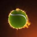 Tennis ball in fire Royalty Free Stock Photo