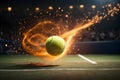 Tennis ball in Fire AI Generated image