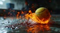Tennis ball in fire