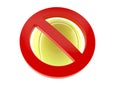 Tennis ball with forbidden symbol