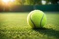 Tennis balls on the court. Close-up. Selective focus