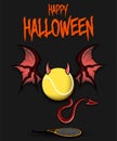 Tennis ball with horns, wings and devil tail