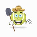 The Tennis ball mascot character becomes a farmer. vector illustration