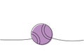 Tennis ball, pet toy one line colored continuous drawing. Animals accessories, pet toy supplies continuous one line Royalty Free Stock Photo