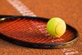 Tennis ball and racket Royalty Free Stock Photo
