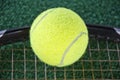 Tennis ball on the racket