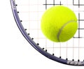 Tennis Ball and Racket isolated on white background. Royalty Free Stock Photo