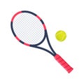 Tennis ball and tennis racket. Sports icon. Tennis logo. Vector Illustration of sports equipment Royalty Free Stock Photo