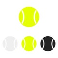 Tennis ball set. Vector silhouettes of a tennis balls. Vector icons isolated on white background. Flat vector collection. Royalty Free Stock Photo