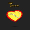 Tennis ball shaped as a heart Royalty Free Stock Photo