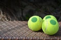Tennis ball on a step of the ladder