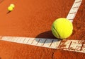 Tennis ball on a tennis court Royalty Free Stock Photo