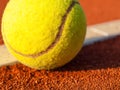 Tennis ball on a tennis court Royalty Free Stock Photo