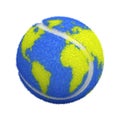 Tennis ball with world map