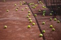 Tennis balls on court Royalty Free Stock Photo