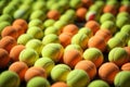 Tennis balls on the court. Close-up. Selective focus