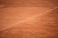 Tennis balls on the ground of clay court Royalty Free Stock Photo