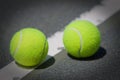 Tennis Balls on Har-Tru clay tennis court Royalty Free Stock Photo