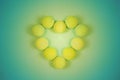 Tennis Balls in Heart Shape Love Royalty Free Stock Photo