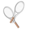 Tennis balls, tennis rackets, shuttlecocks for playing bodyminton and sports shoes. Royalty Free Stock Photo