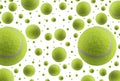 Tennis balls rain isolated on white background Royalty Free Stock Photo