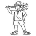 Tennis Boy with Tennis Racket Isolated Coloring Royalty Free Stock Photo