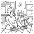 Tennis Boy Wearing Tennis Shoes Coloring Page Royalty Free Stock Photo