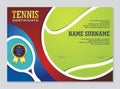 Tennis Certificate - Award Template with Colorful and Stylish Design