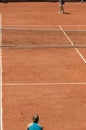 Tennis clay court with two players