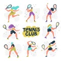 Tennis club hand drawn vector banner template Royalty Free Stock Photo