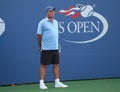 Tennis coach and Grand Slam Champion Ivan Lendl supervises Grand Slam Champion Andy Murray during practice for US Open 2017