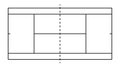 Tennis court in line style. Badminton field top view. Outline graphic square for tennis court. Icon of wimbledon competition.