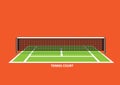 Tennis Court with Net and Posts Vector Illustration