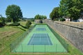 Tennis courts near the ancient wall Royalty Free Stock Photo