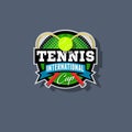 Tennis emblem. Tennis international cup. Tennis logo. Tennis racket and ball.