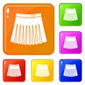 Tennis female skirt icons set vector color