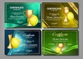 Tennis Game Certificate Diploma With Golden Cup Set Vector. Sport Award Template. Achievement Design. Honor Background Royalty Free Stock Photo