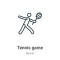 Tennis game outline vector icon. Thin line black tennis game icon, flat vector simple element illustration from editable sports Royalty Free Stock Photo