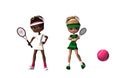 Tennis girls cartoon Royalty Free Stock Photo