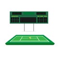 Tennis green court with scoreboard Royalty Free Stock Photo