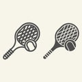 Tennis line and solid icon. Tennis racket and ball outline style pictogram on beige background. Fitness activity signs