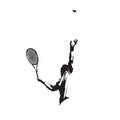 Tennis logo, serving player, isolated vector silhouette Royalty Free Stock Photo